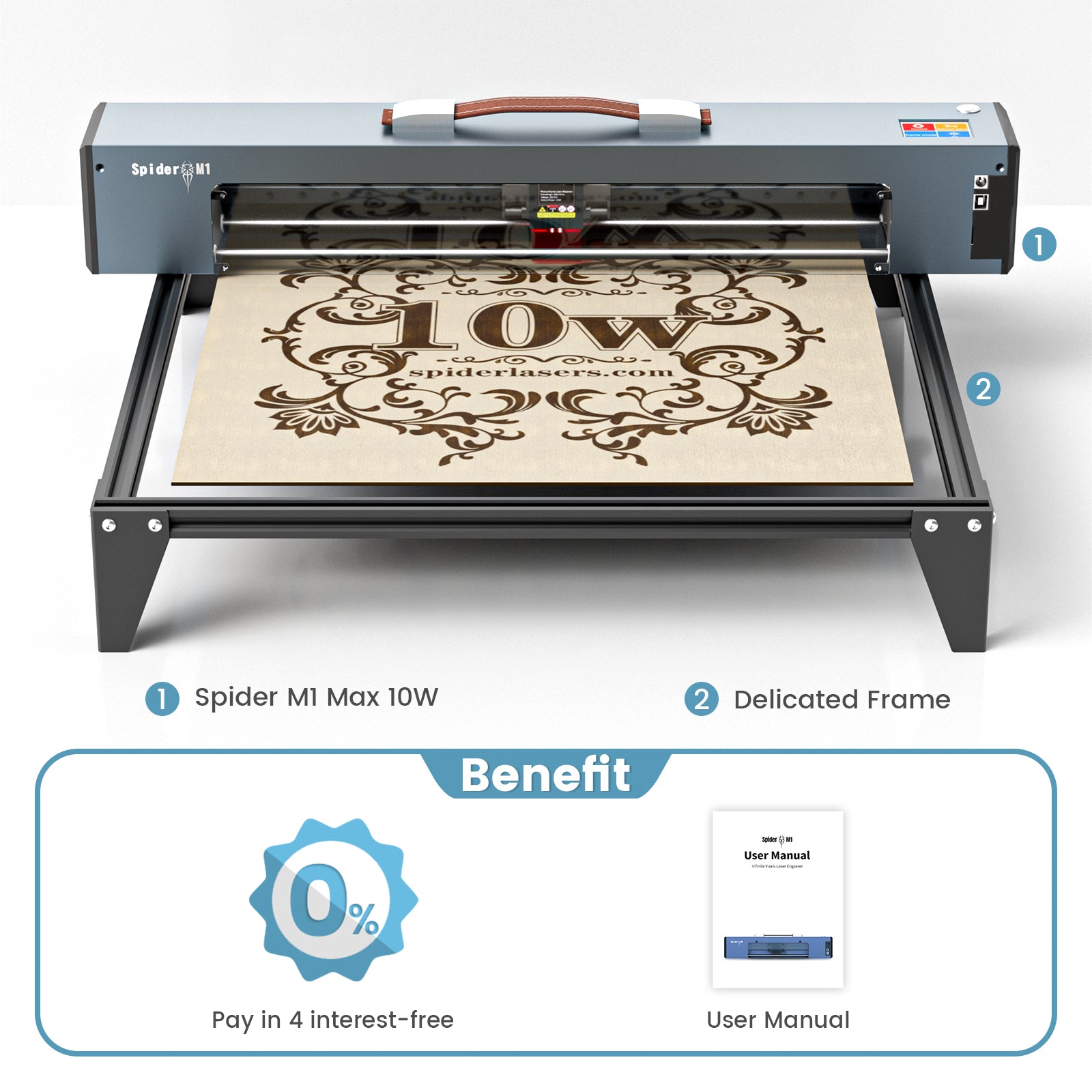 Tyvok Spider M1: Laser Engraver & Cutter with Super Long Y-axis Work Area - Spider-Laser