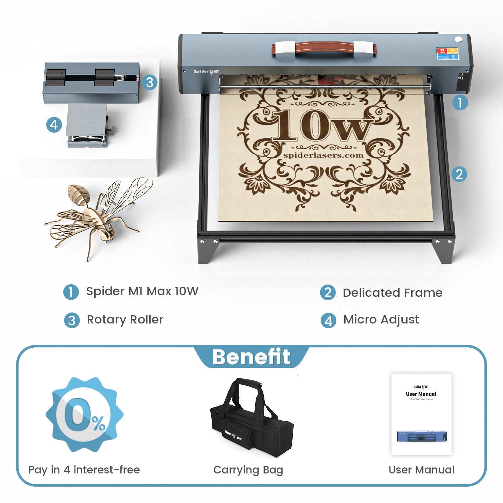 Tyvok Spider M1: Laser Engraver & Cutter with Super Long Y-axis Work Area - Spider-Laser