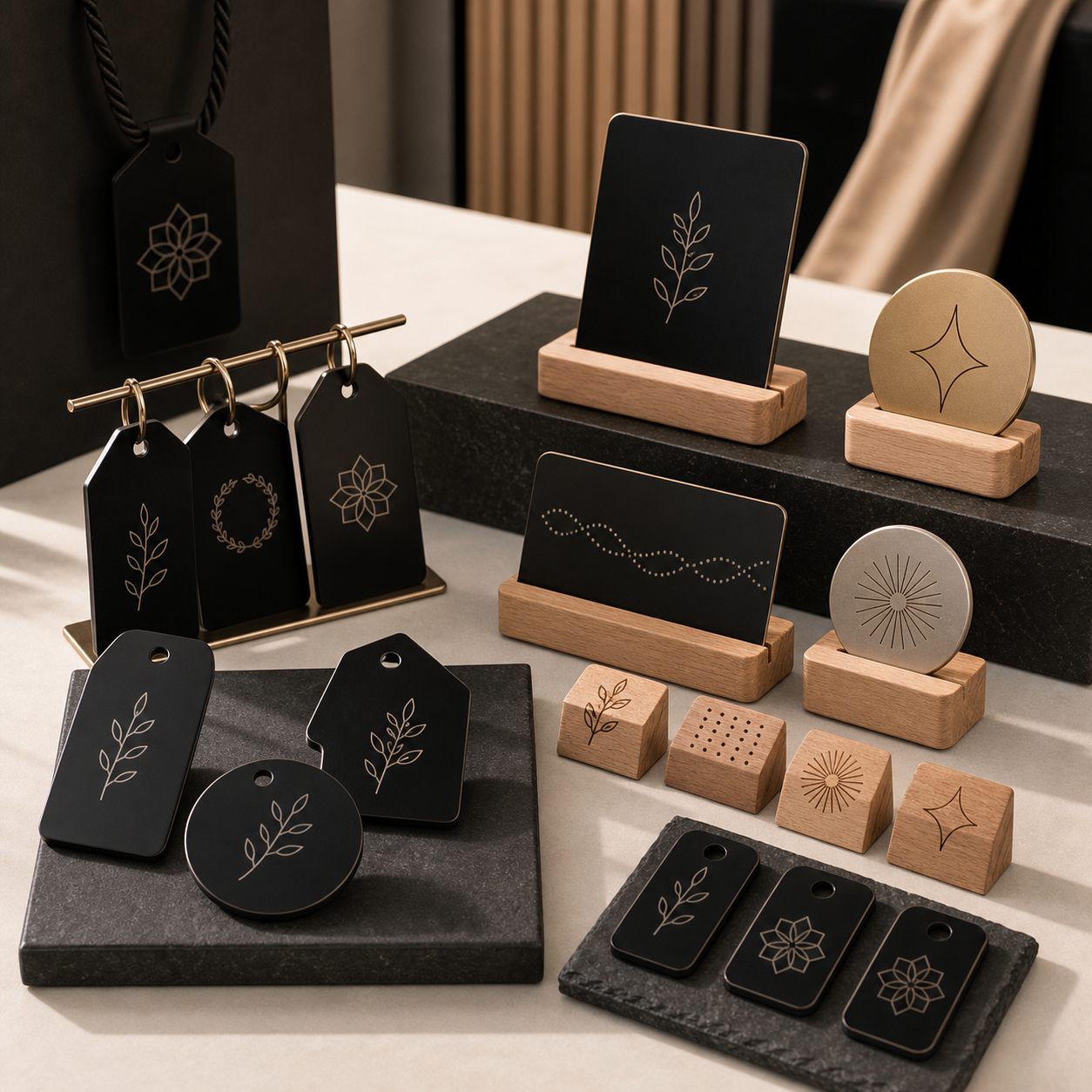 Personalized products displayed for online and retail sales