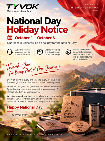 TYVOK National Day Holiday Notice, October 1–6, 2026