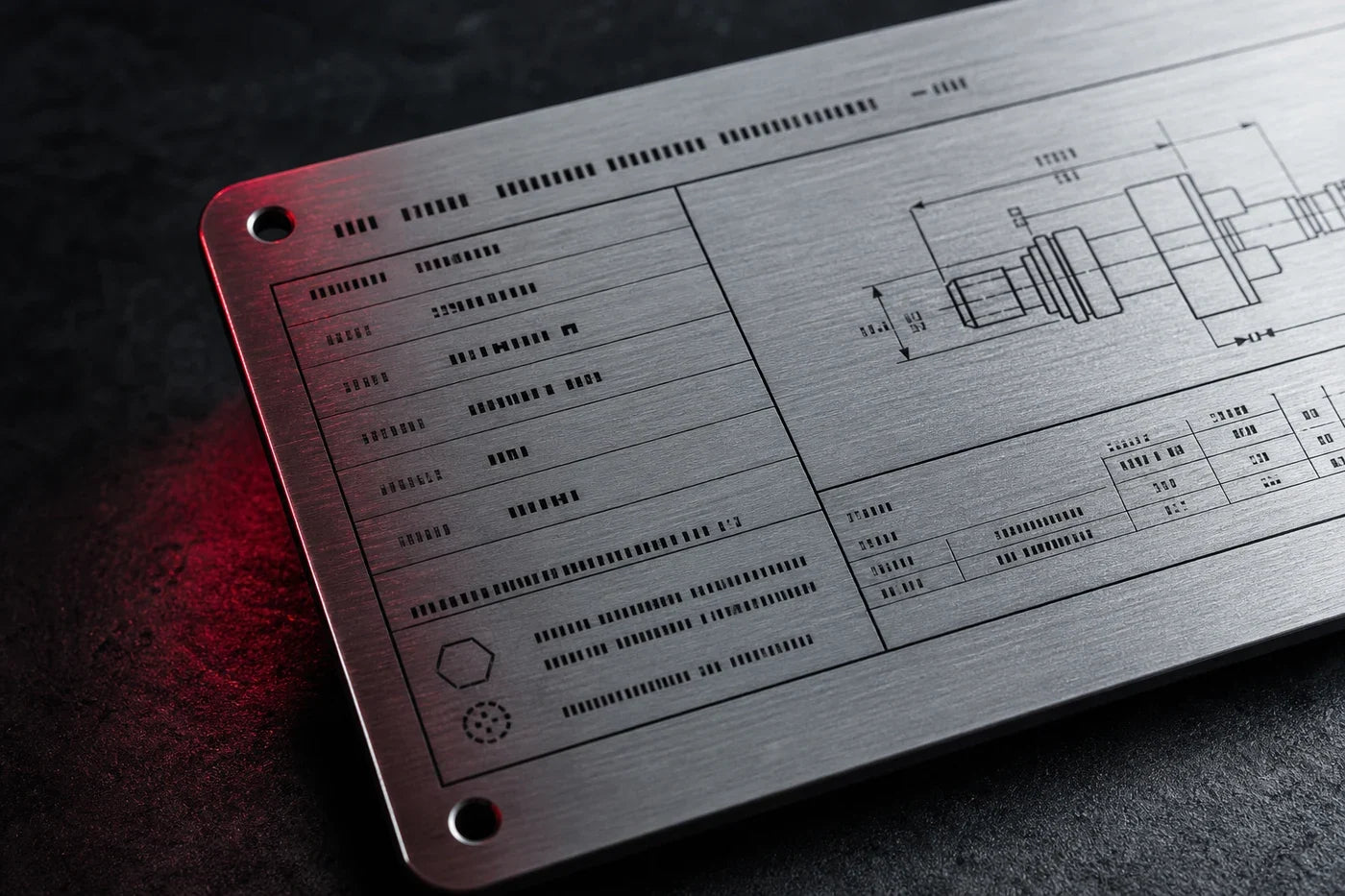 AI concept of an industrial serial plate with precise engraved markings