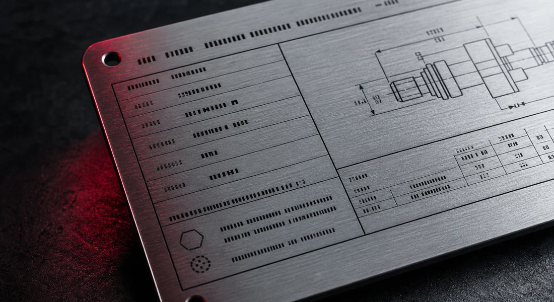 AI concept of an industrial serial plate with precise engraved markings