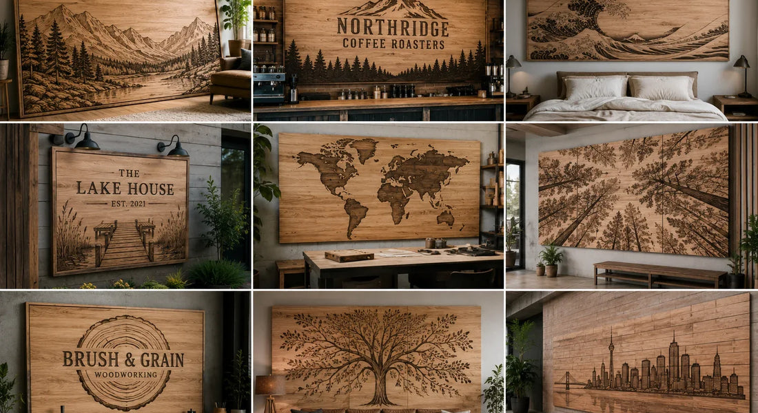 Gallery of large wood signs, maps, wall art, and retail panels
