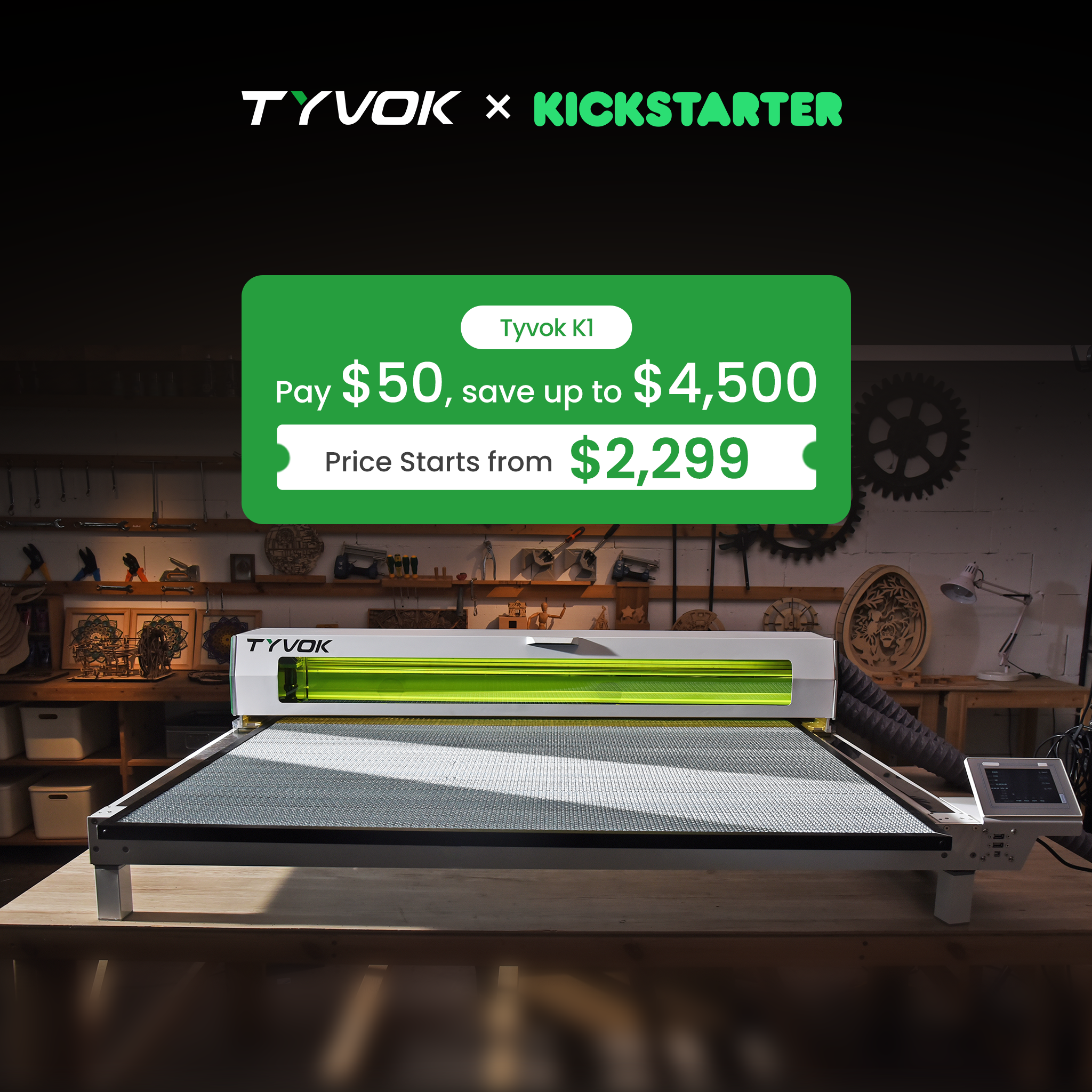 (Pre sale)Tyvok K1 Series : 100W CO₂ Laser Engraver Deposit