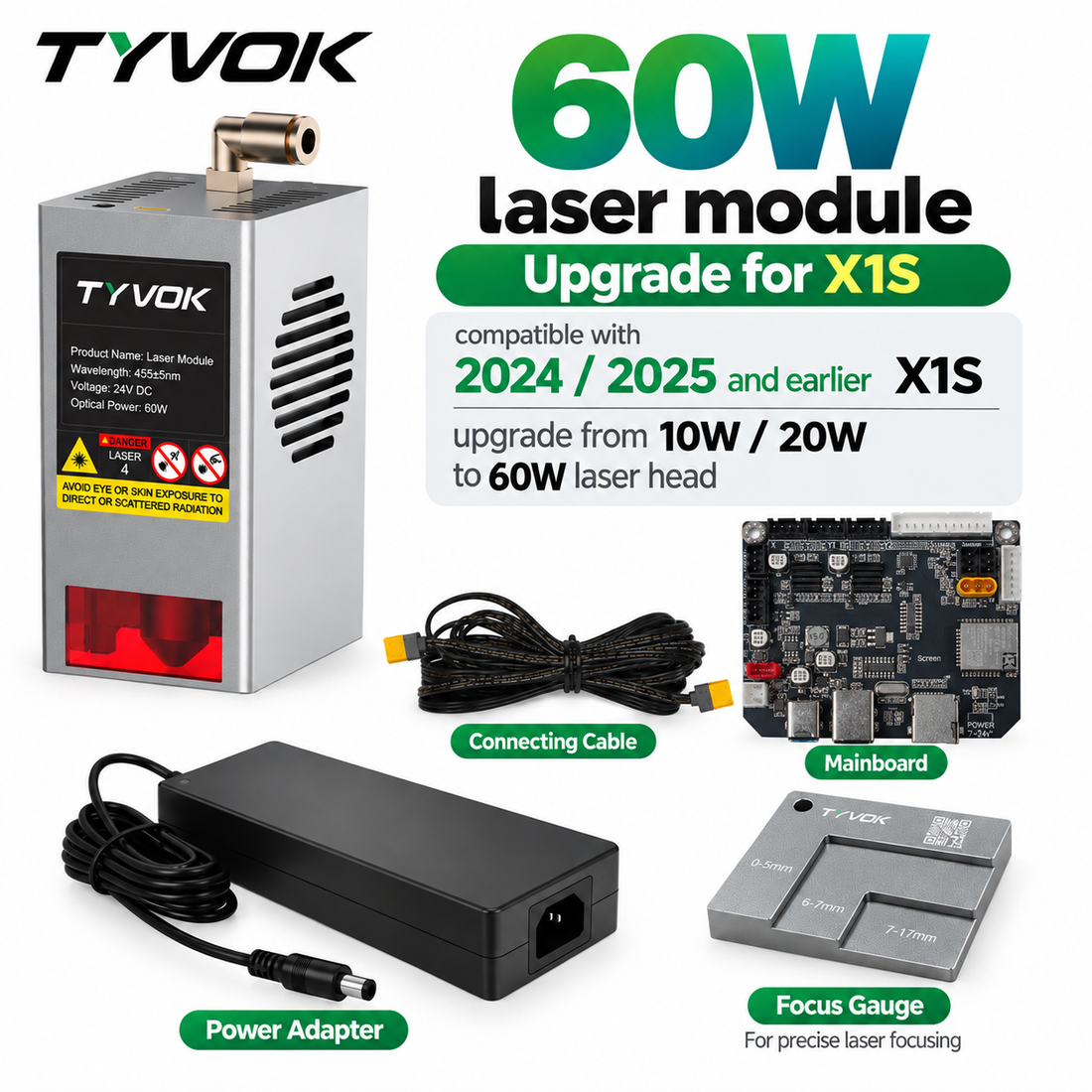TYVOK X1 / X1S 60W Laser Module Upgrade Kit