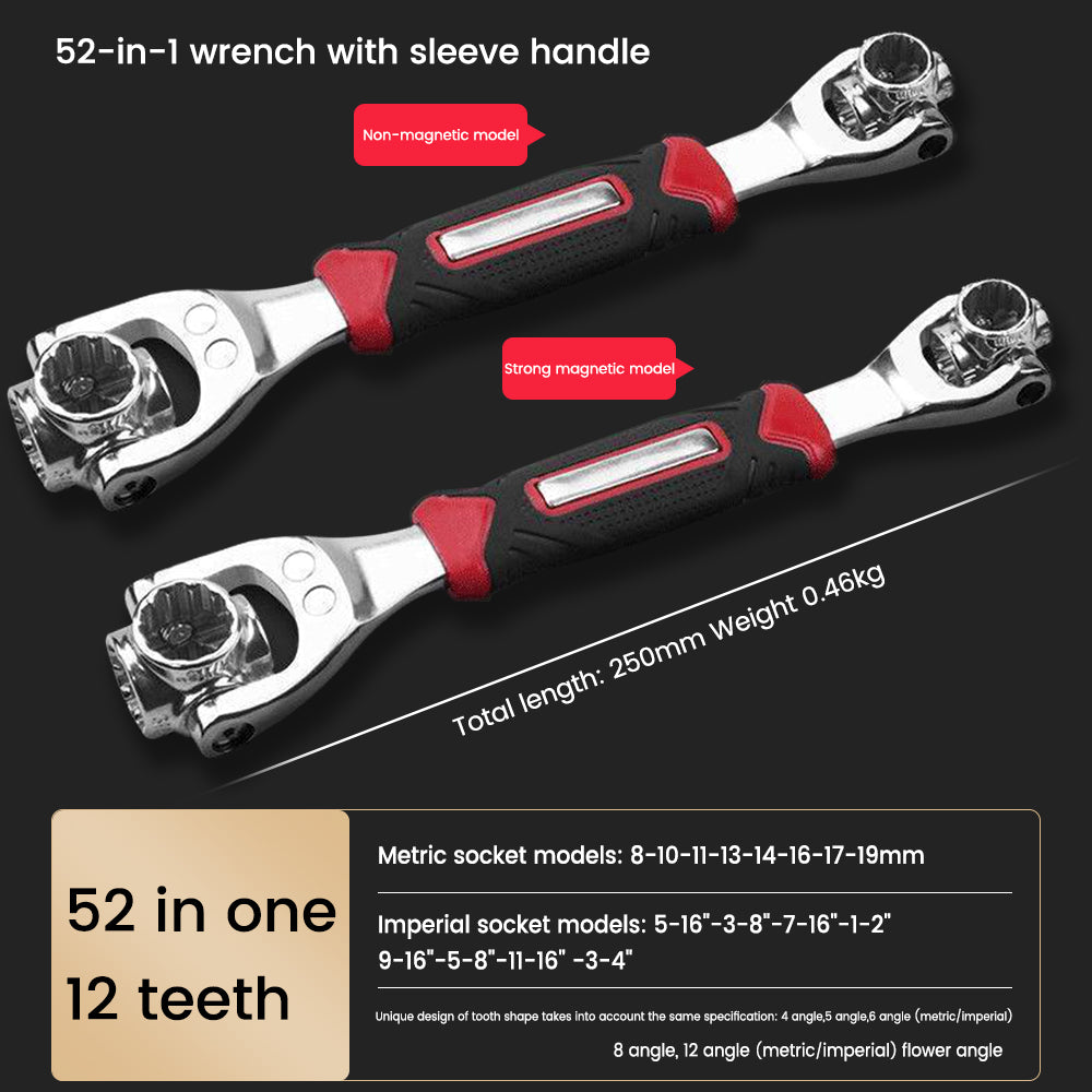 thumbnail image 2 of GLUN® Universal Wrench 48 In 1 Socket Wrench Ultifunction Wrench Tool With 360 Degree Rotating 2 of 12