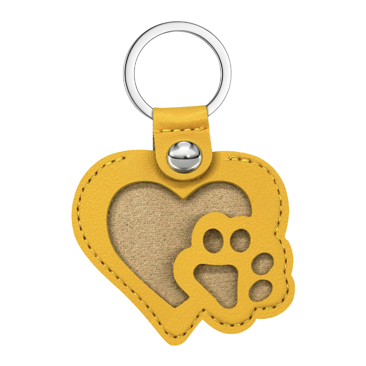 Pet Memorial Keychain for Fur – PU Leather Heart Keepsake | Dog Tag Cat Paw Remembrance Gift