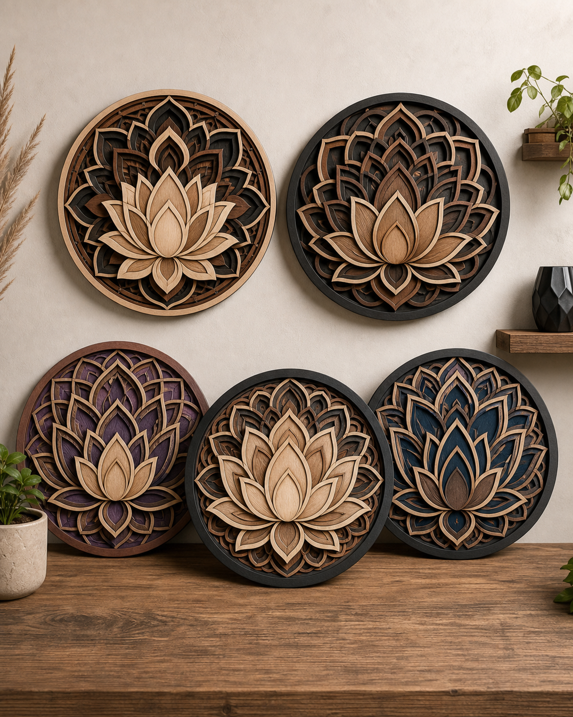 TYVOK Design Lab bundle preview - 5-Layer Lotus Mandala Bundle