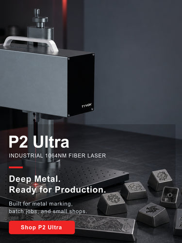 Tyvok P2 Ultra industrial fiber laser engraver mobile homepage banner with headline text