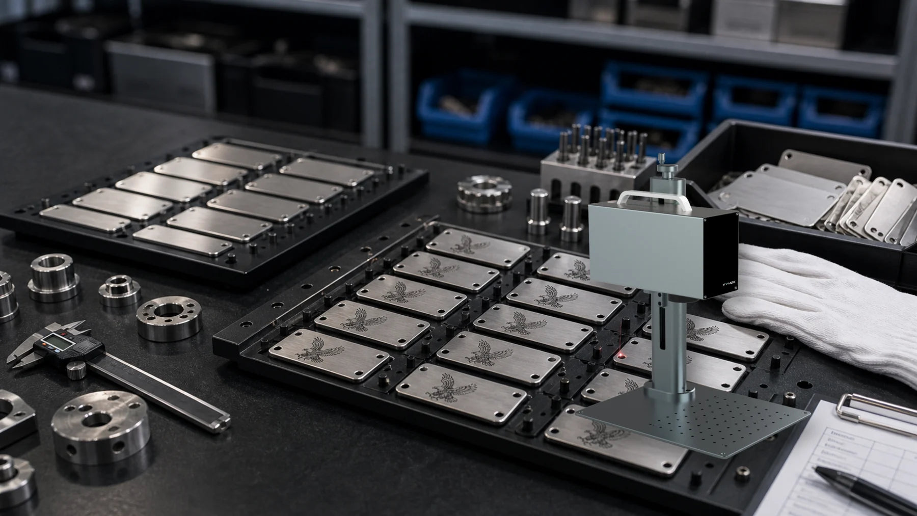 Visual placement workflow showing drag-and-place setup for batch metal production