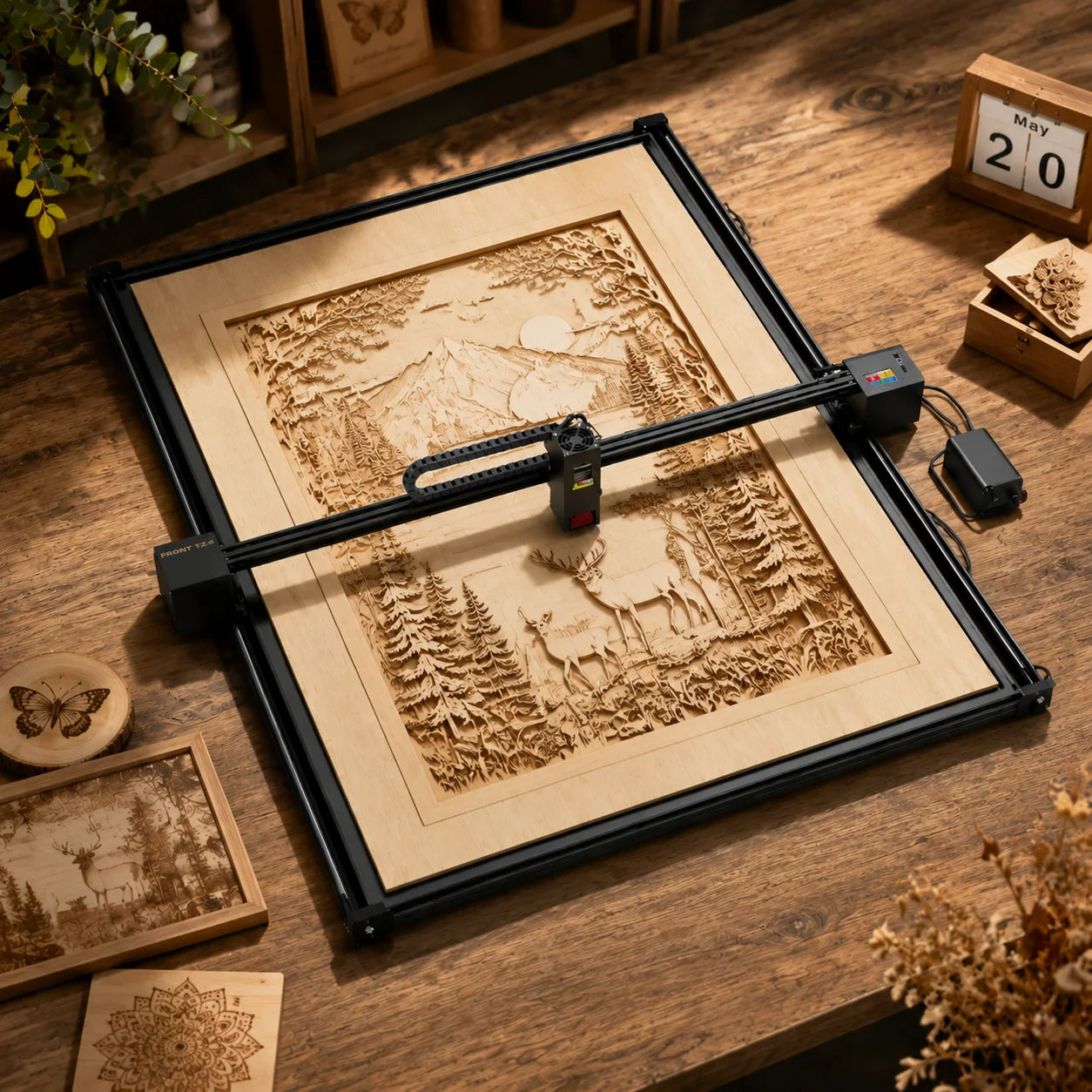 Complete-frame X1S working on a detailed layered relief panel