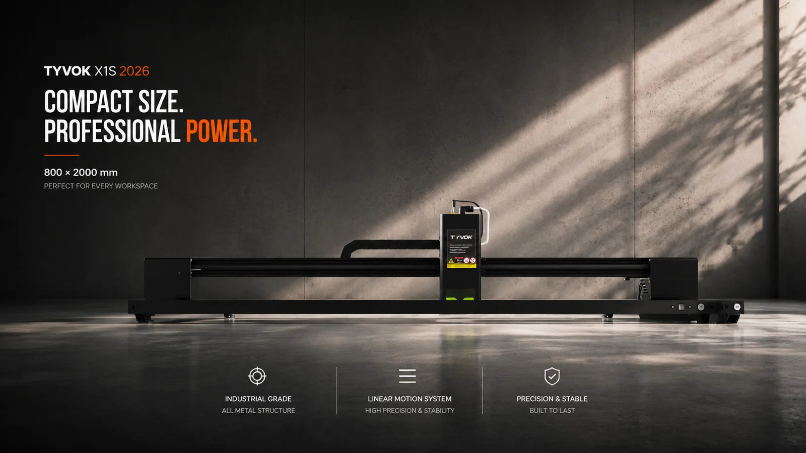 TYVOK X1S 2026 industrial large-format laser engraver banner